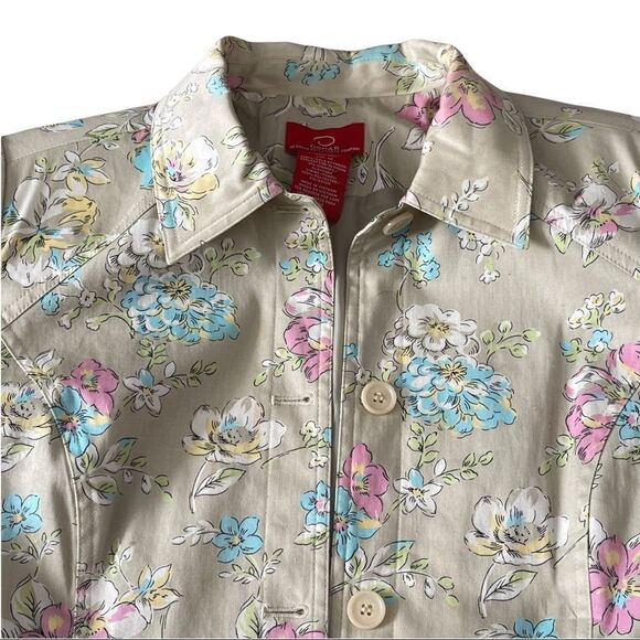 Oscar de la Renta Floral Button Down Jacket Size 12 - Picture 4 of 13
